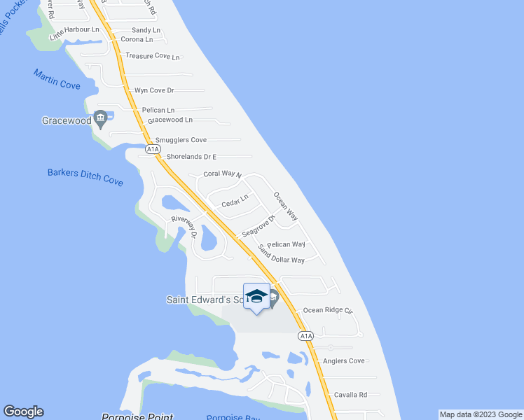 map of restaurants, bars, coffee shops, grocery stores, and more near 1795 Coral Way South in Vero Beach