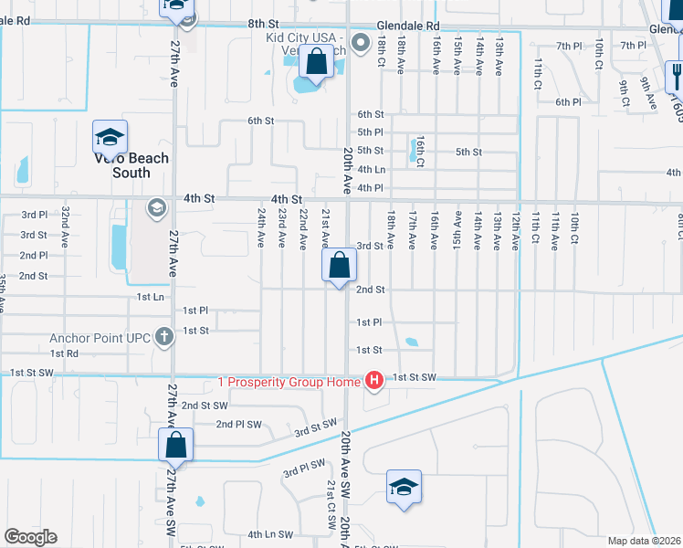 map of restaurants, bars, coffee shops, grocery stores, and more near 225 20th Avenue in Vero Beach