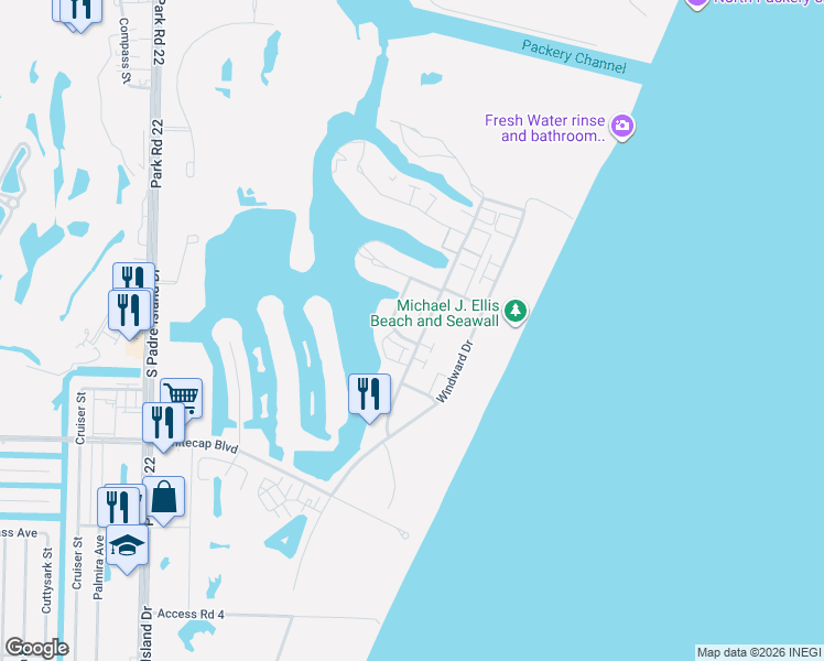 map of restaurants, bars, coffee shops, grocery stores, and more near 15037 Leeward Drive in Corpus Christi