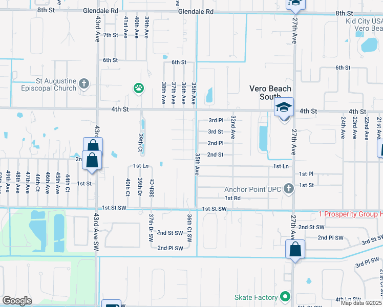 map of restaurants, bars, coffee shops, grocery stores, and more near 3505 2nd Place in Vero Beach