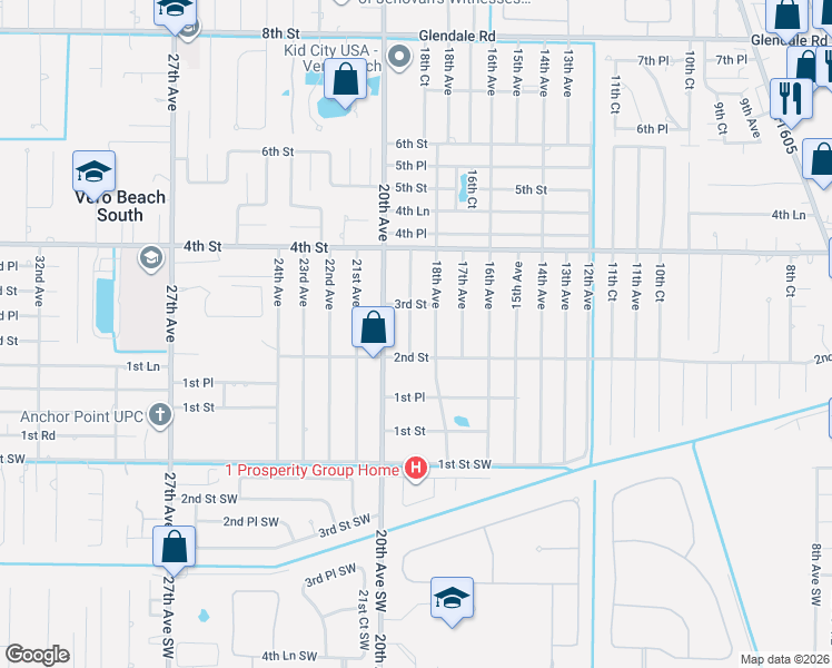 map of restaurants, bars, coffee shops, grocery stores, and more near 236 19th Avenue in Vero Beach