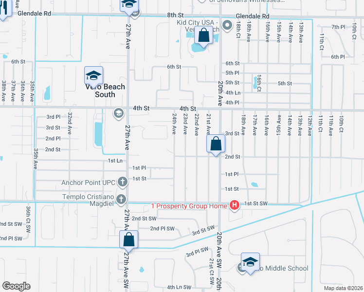 map of restaurants, bars, coffee shops, grocery stores, and more near 235 23rd Avenue in Vero Beach