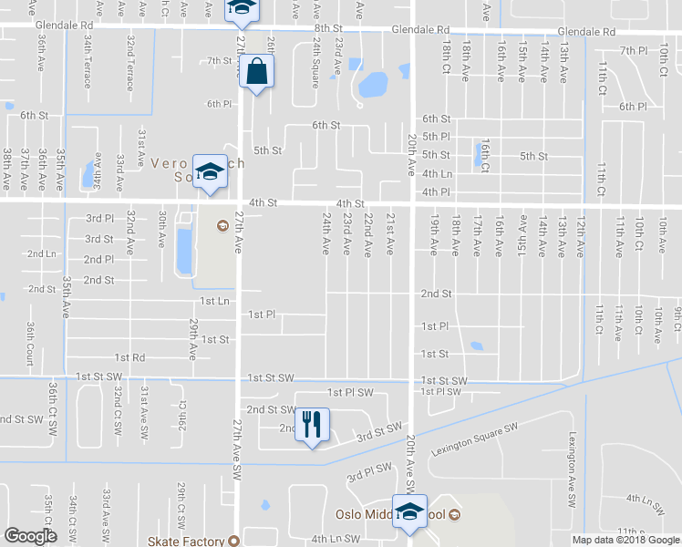 map of restaurants, bars, coffee shops, grocery stores, and more near 235 23rd Avenue in Vero Beach