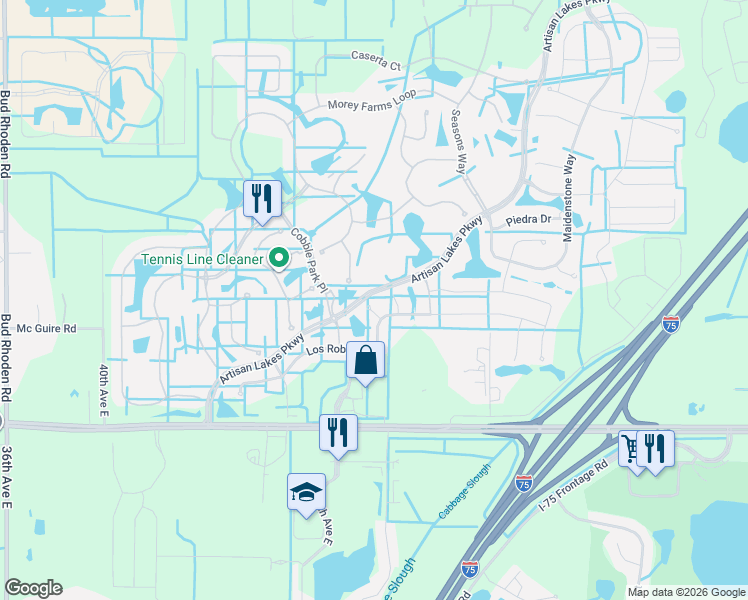 map of restaurants, bars, coffee shops, grocery stores, and more near 10115 Mar Vista Place in Palmetto