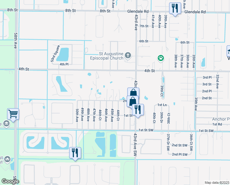 map of restaurants, bars, coffee shops, grocery stores, and more near 4460 2nd Street in Vero Beach