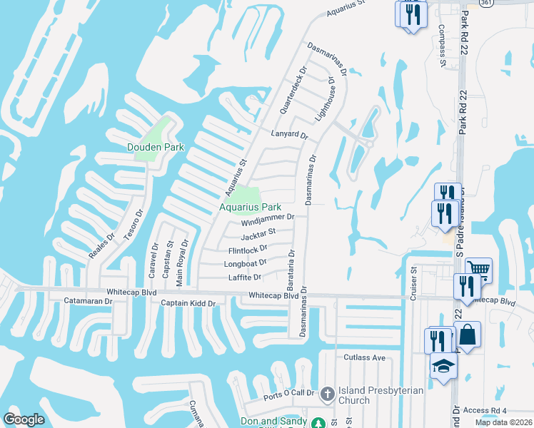 map of restaurants, bars, coffee shops, grocery stores, and more near 13982 Jacktar Street in Corpus Christi