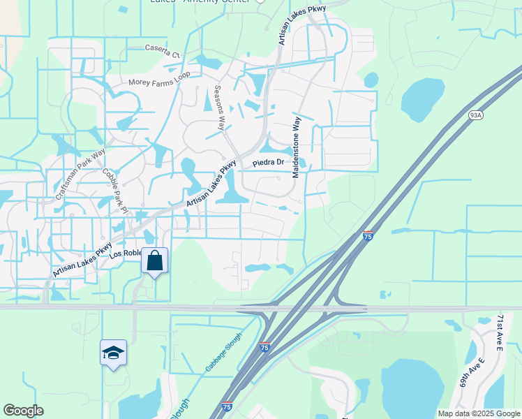 map of restaurants, bars, coffee shops, grocery stores, and more near 5620 Los Robles Court in Palmetto