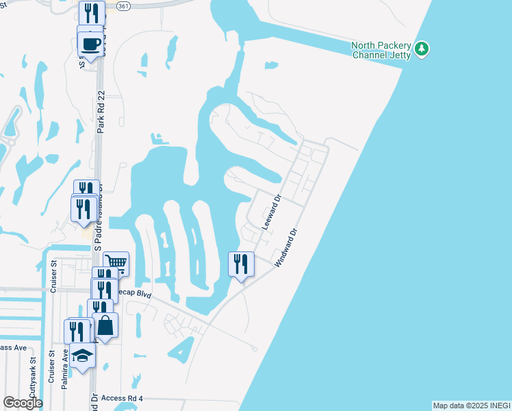 map of restaurants, bars, coffee shops, grocery stores, and more near 15002 Aruba Drive in Corpus Christi