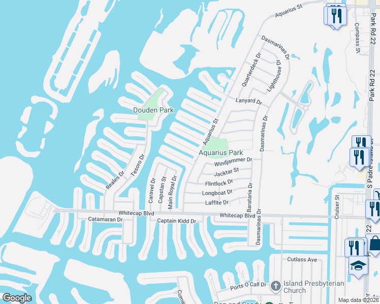 map of restaurants, bars, coffee shops, grocery stores, and more near 13838 Doubloon Street in Corpus Christi