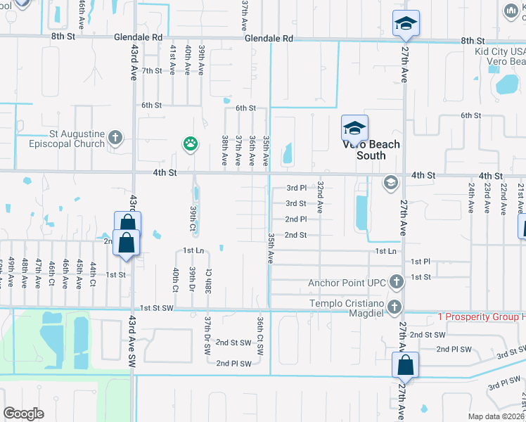 map of restaurants, bars, coffee shops, grocery stores, and more near 3505 3rd Street in Vero Beach