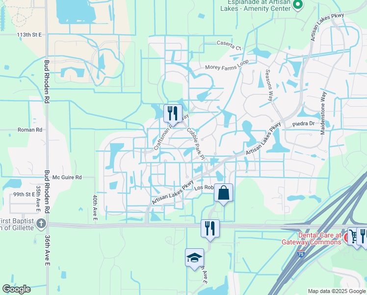 map of restaurants, bars, coffee shops, grocery stores, and more near 4729 Stafford Court in Palmetto
