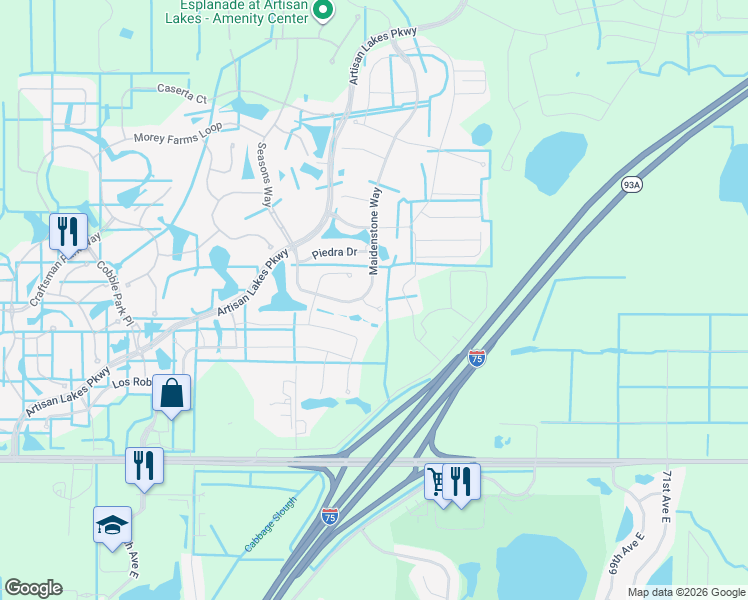 map of restaurants, bars, coffee shops, grocery stores, and more near 5927 Maidenstone Way in Palmetto