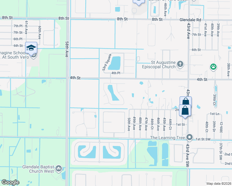 map of restaurants, bars, coffee shops, grocery stores, and more near 240 53rd Circle in Vero Beach
