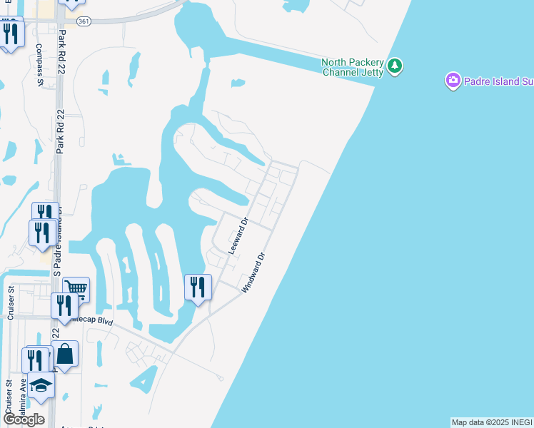 map of restaurants, bars, coffee shops, grocery stores, and more near 14921 Windward Drive in Corpus Christi