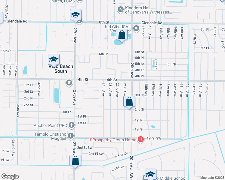 map of restaurants, bars, coffee shops, grocery stores, and more near 315 23rd Avenue in Vero Beach