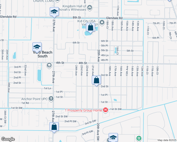 map of restaurants, bars, coffee shops, grocery stores, and more near 340 22nd Avenue in Vero Beach