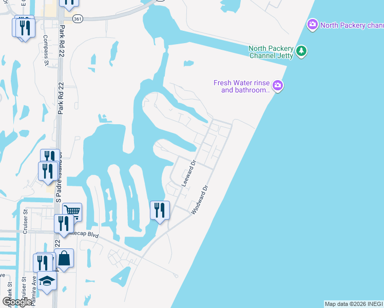 map of restaurants, bars, coffee shops, grocery stores, and more near 14774 Running Light in Corpus Christi