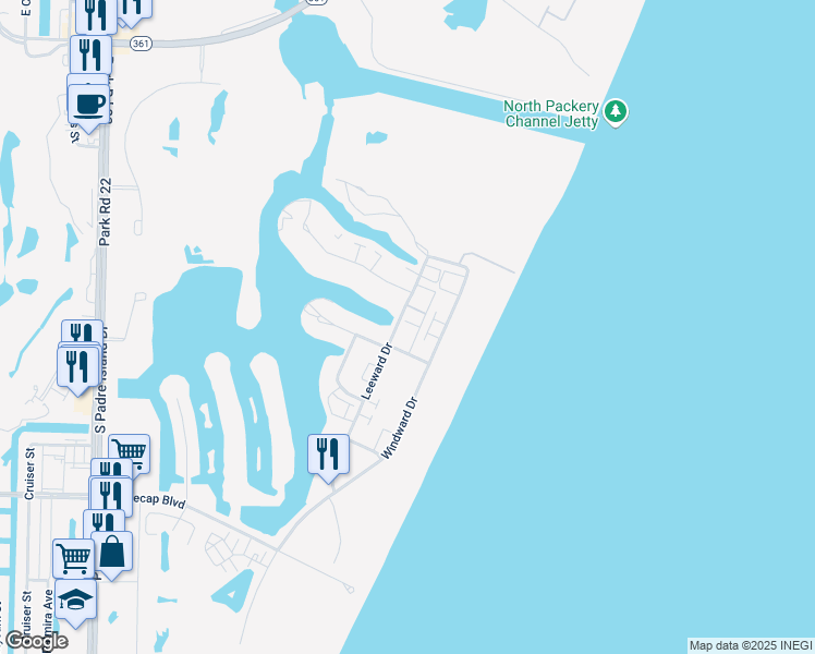 map of restaurants, bars, coffee shops, grocery stores, and more near 14774 Running Light in Corpus Christi