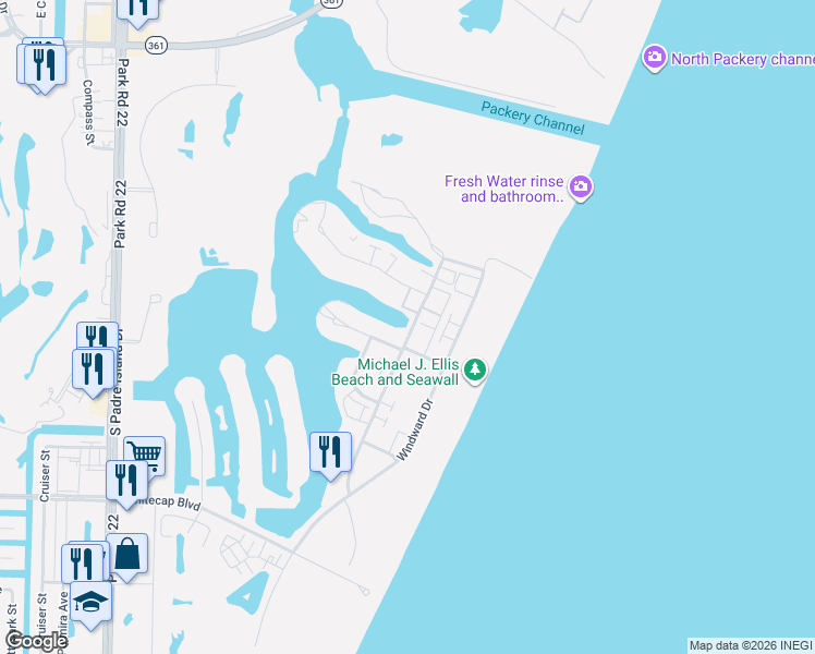 map of restaurants, bars, coffee shops, grocery stores, and more near 14774 Running Light in Corpus Christi
