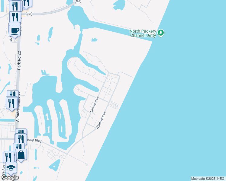 map of restaurants, bars, coffee shops, grocery stores, and more near 14921 Windward Drive in Corpus Christi