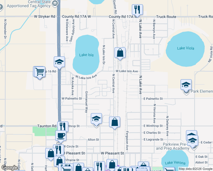 map of restaurants, bars, coffee shops, grocery stores, and more near 1159 Bishop Street in Avon Park