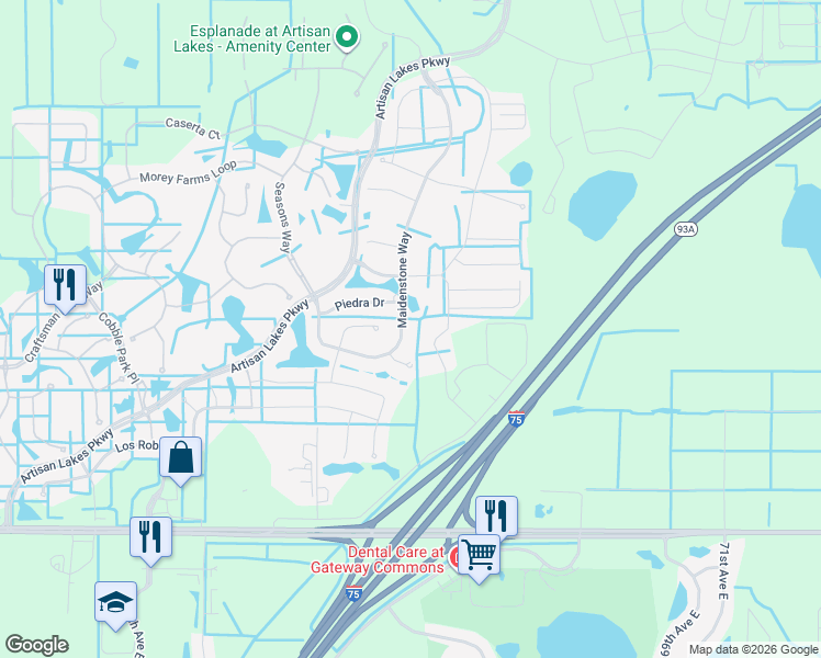 map of restaurants, bars, coffee shops, grocery stores, and more near 5927 Maidenstone Way in Palmetto