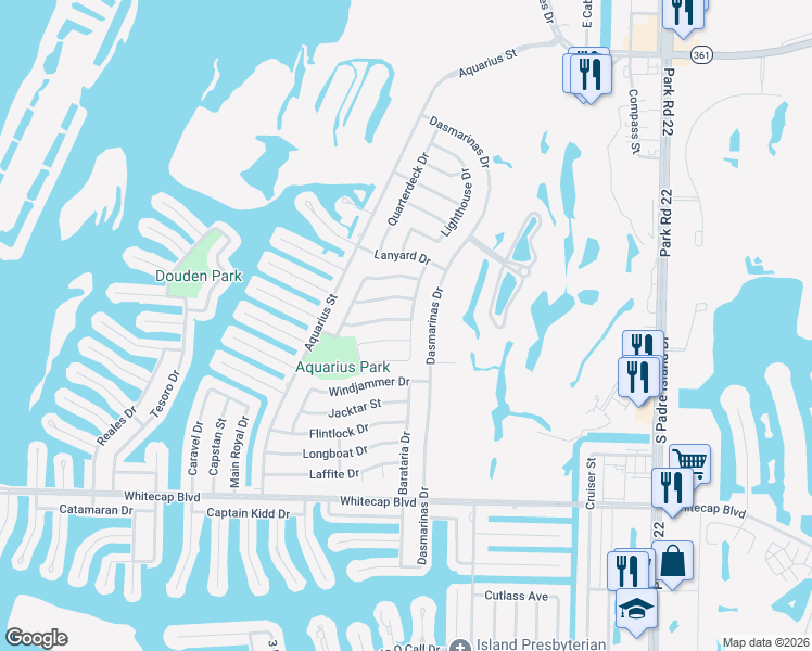 map of restaurants, bars, coffee shops, grocery stores, and more near 14938 Topgallant Street in Corpus Christi