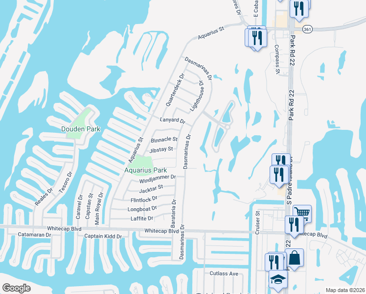 map of restaurants, bars, coffee shops, grocery stores, and more near 14938 Topgallant Street in Corpus Christi