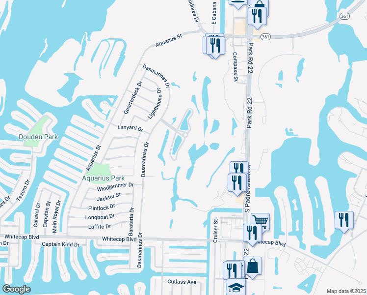 map of restaurants, bars, coffee shops, grocery stores, and more near 14977 Canadian Mist Drive in Corpus Christi