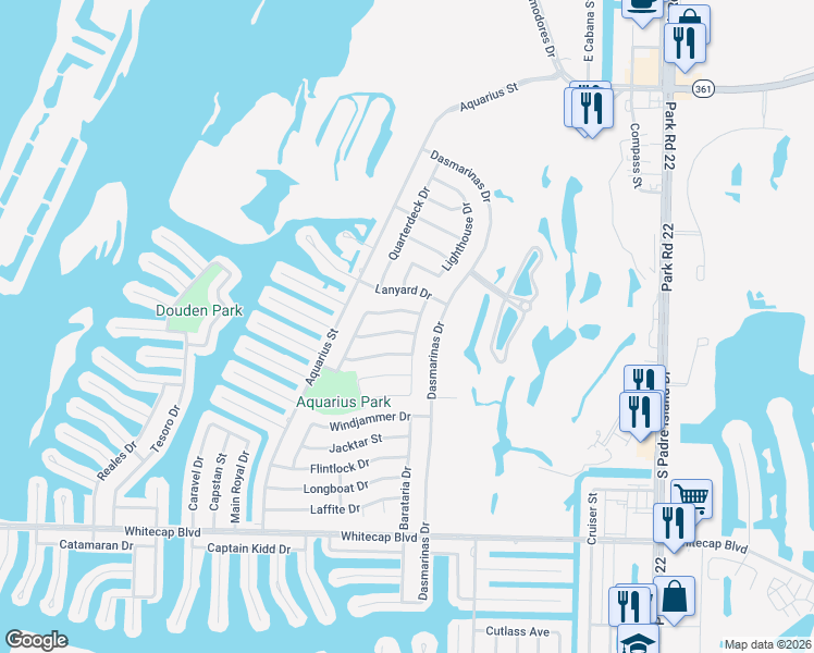 map of restaurants, bars, coffee shops, grocery stores, and more near 14938 Topgallant Street in Corpus Christi