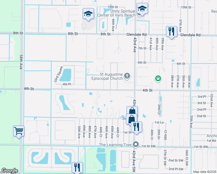 map of restaurants, bars, coffee shops, grocery stores, and more near 415 45th Court in Vero Beach