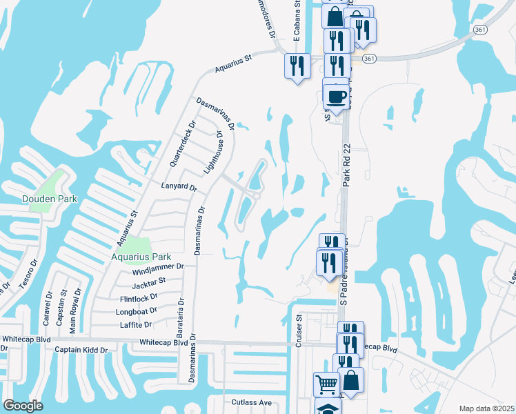 map of restaurants, bars, coffee shops, grocery stores, and more near 14977 Canadian Mist Drive in Corpus Christi