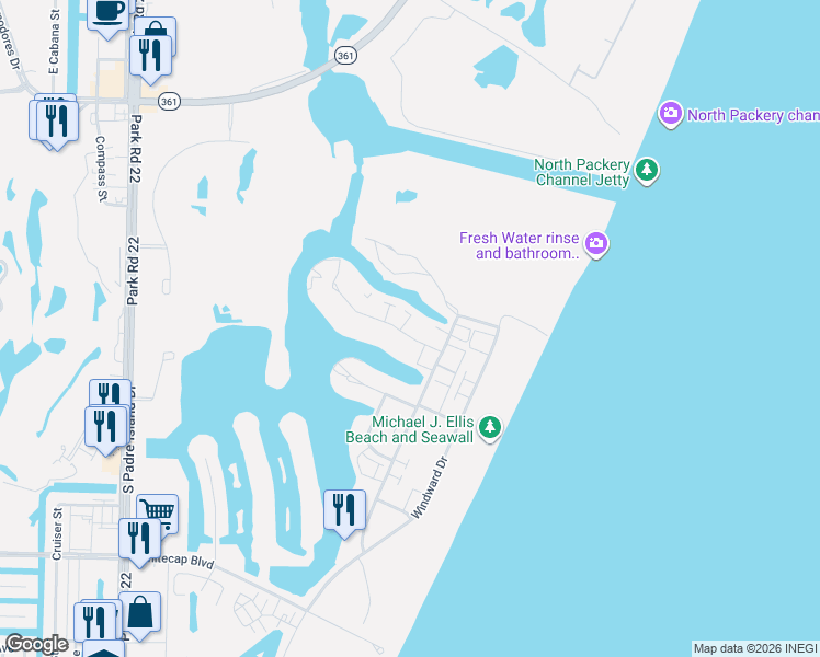 map of restaurants, bars, coffee shops, grocery stores, and more near 14890 Granada Drive in Corpus Christi