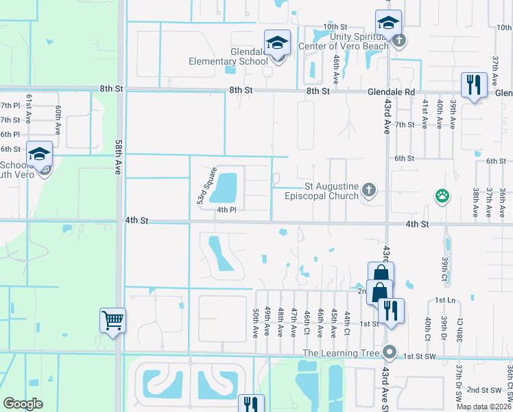 map of restaurants, bars, coffee shops, grocery stores, and more near 5053 4th Lane in Vero Beach