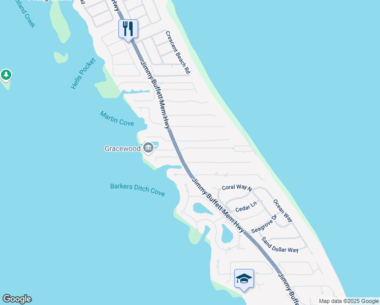 map of restaurants, bars, coffee shops, grocery stores, and more near 1475 Gracewood Lane in Vero Beach