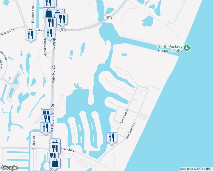 map of restaurants, bars, coffee shops, grocery stores, and more near 14837 Granada Drive in Corpus Christi