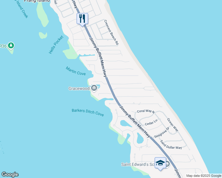 map of restaurants, bars, coffee shops, grocery stores, and more near 509 Highway A1A in Vero Beach