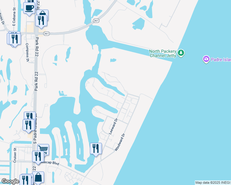map of restaurants, bars, coffee shops, grocery stores, and more near 14890 Granada Drive in Corpus Christi