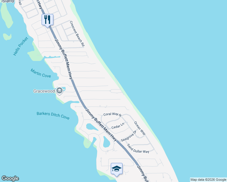 map of restaurants, bars, coffee shops, grocery stores, and more near 1580 Gracewood Lane in Vero Beach