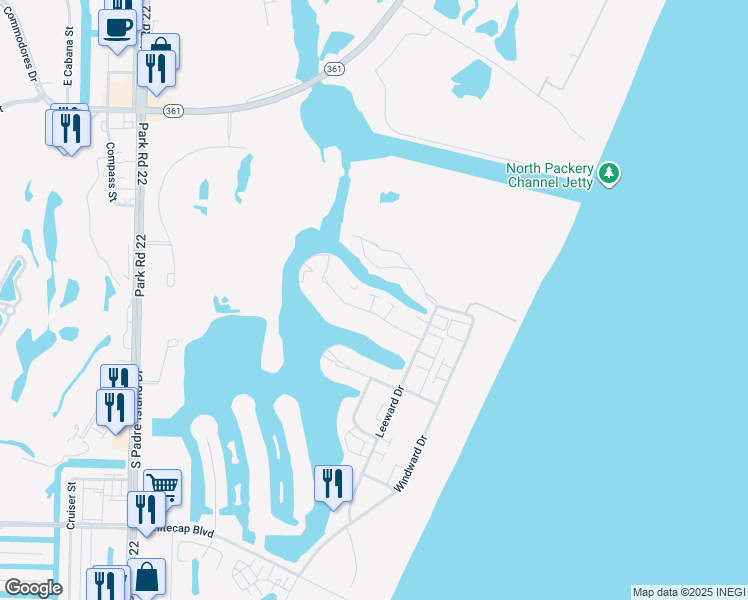 map of restaurants, bars, coffee shops, grocery stores, and more near 14854 Granada Drive in Corpus Christi