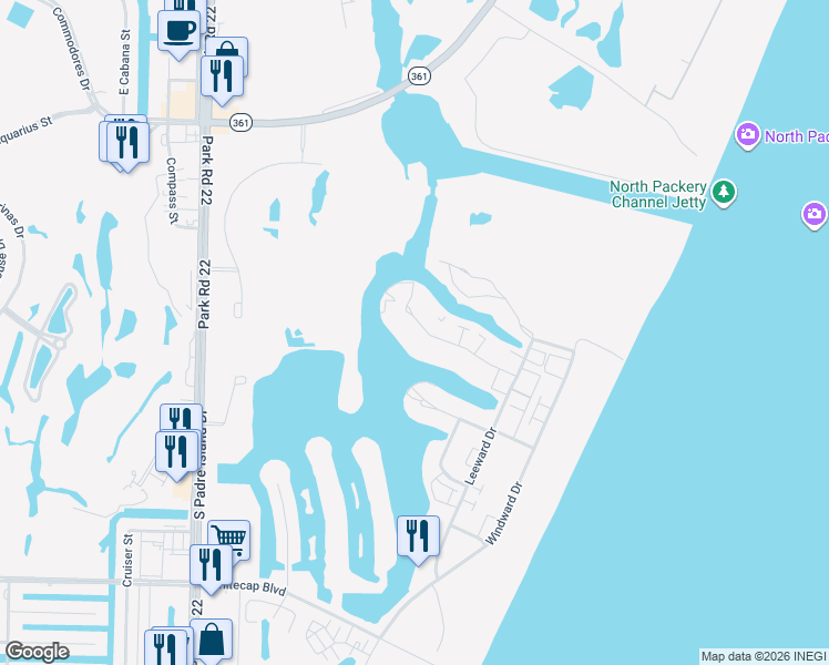 map of restaurants, bars, coffee shops, grocery stores, and more near 14837 Granada Drive in Corpus Christi