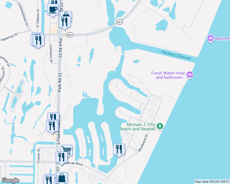 map of restaurants, bars, coffee shops, grocery stores, and more near 14837 Granada Drive in Corpus Christi