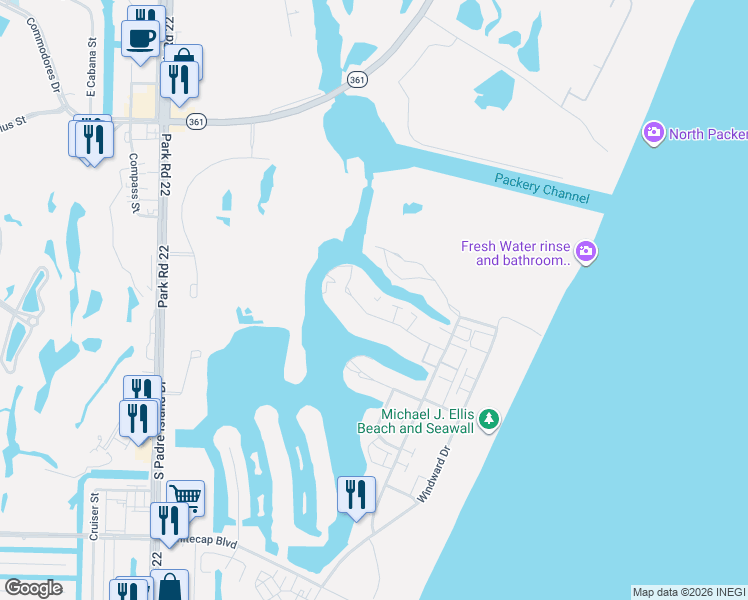 map of restaurants, bars, coffee shops, grocery stores, and more near 14837 Granada Drive in Corpus Christi