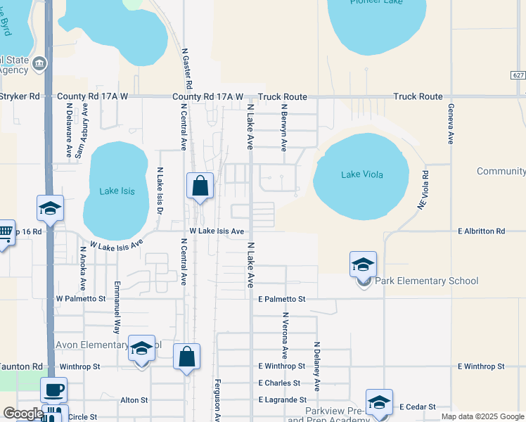 map of restaurants, bars, coffee shops, grocery stores, and more near 1350 North Lake Avenue in Avon Park