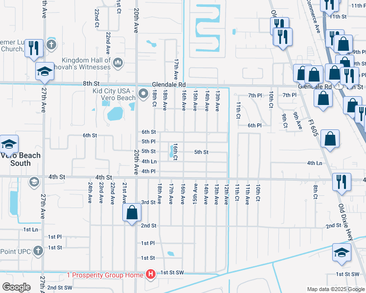 map of restaurants, bars, coffee shops, grocery stores, and more near in Vero Beach South