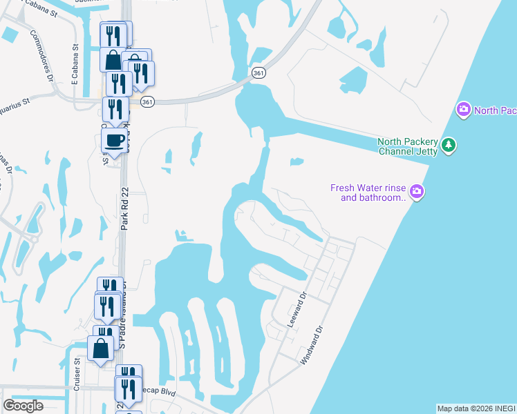 map of restaurants, bars, coffee shops, grocery stores, and more near 14806 Granada Drive in Corpus Christi