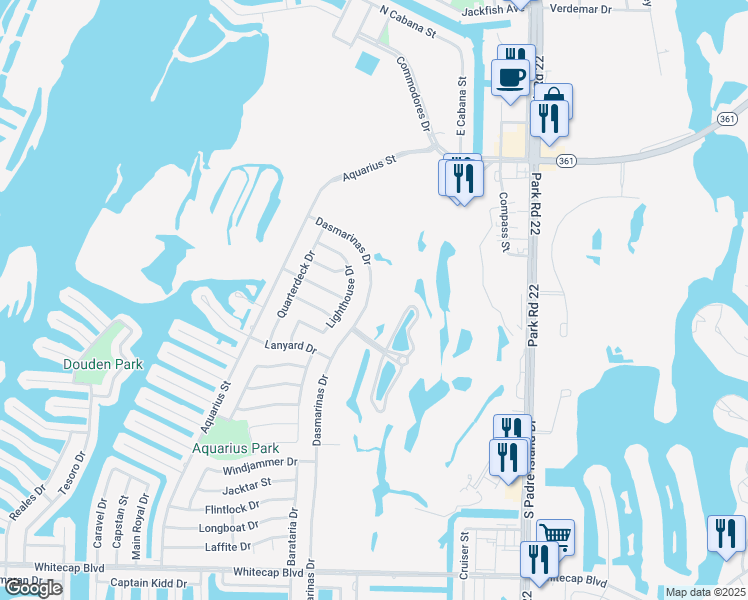 map of restaurants, bars, coffee shops, grocery stores, and more near 14810 Dasmarinas Drive in Corpus Christi
