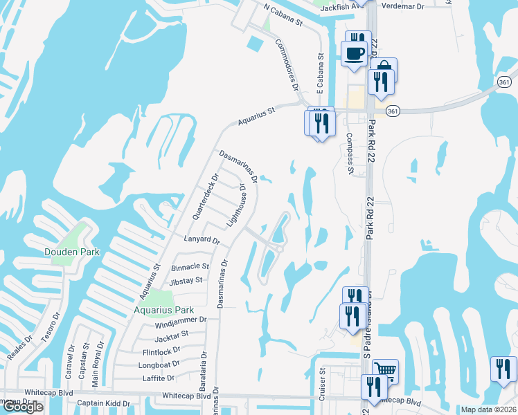map of restaurants, bars, coffee shops, grocery stores, and more near 14810 Dasmarinas Drive in Corpus Christi