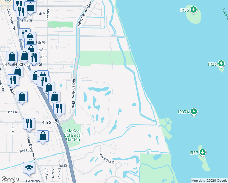 map of restaurants, bars, coffee shops, grocery stores, and more near 25 Vista Gardens tr in Vero Beach