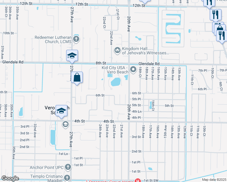 map of restaurants, bars, coffee shops, grocery stores, and more near 700 21st Court in Vero Beach